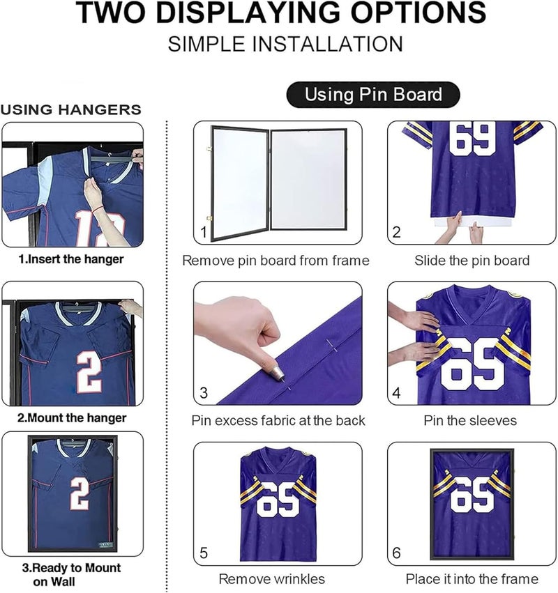 Grintus Jersey Frame Display Case 3 Pack - Jersey Display Case Jersey Shadow Box with Uv Protection Acrylic and Hanger for Baseball Basketball Football Soccer Hockey Sport Shirt and Uniform,Black Finish - Image 5